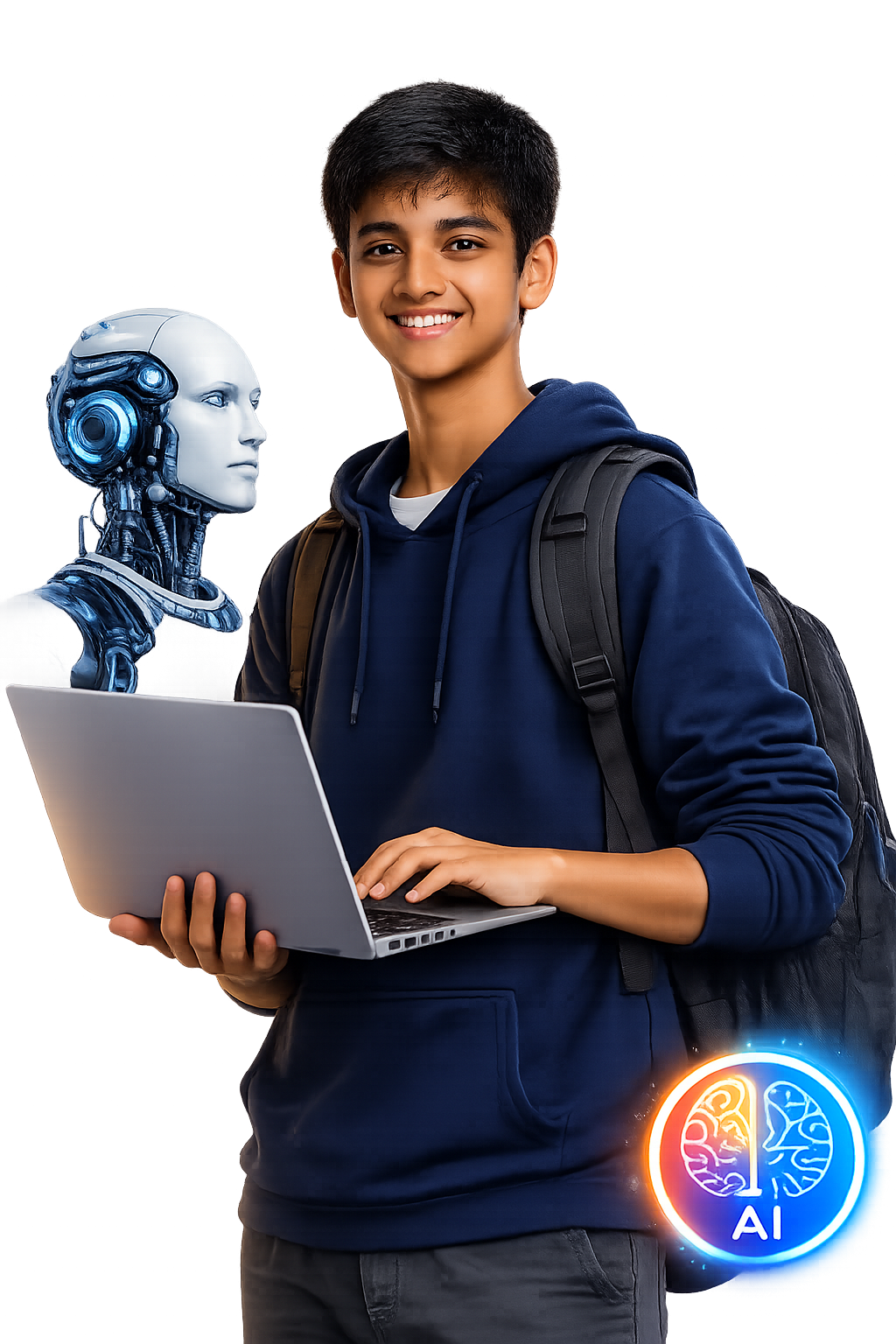 Future tech student with laptop